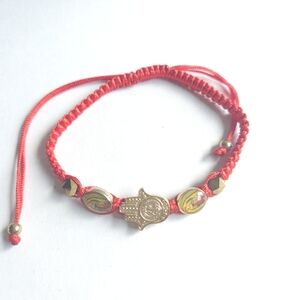 Red and Gold Hamsa Bracelet